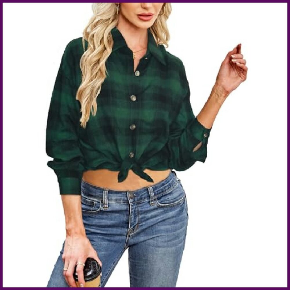 Oversized Flannel Shacket Button Down Long Sleeve… - image 2